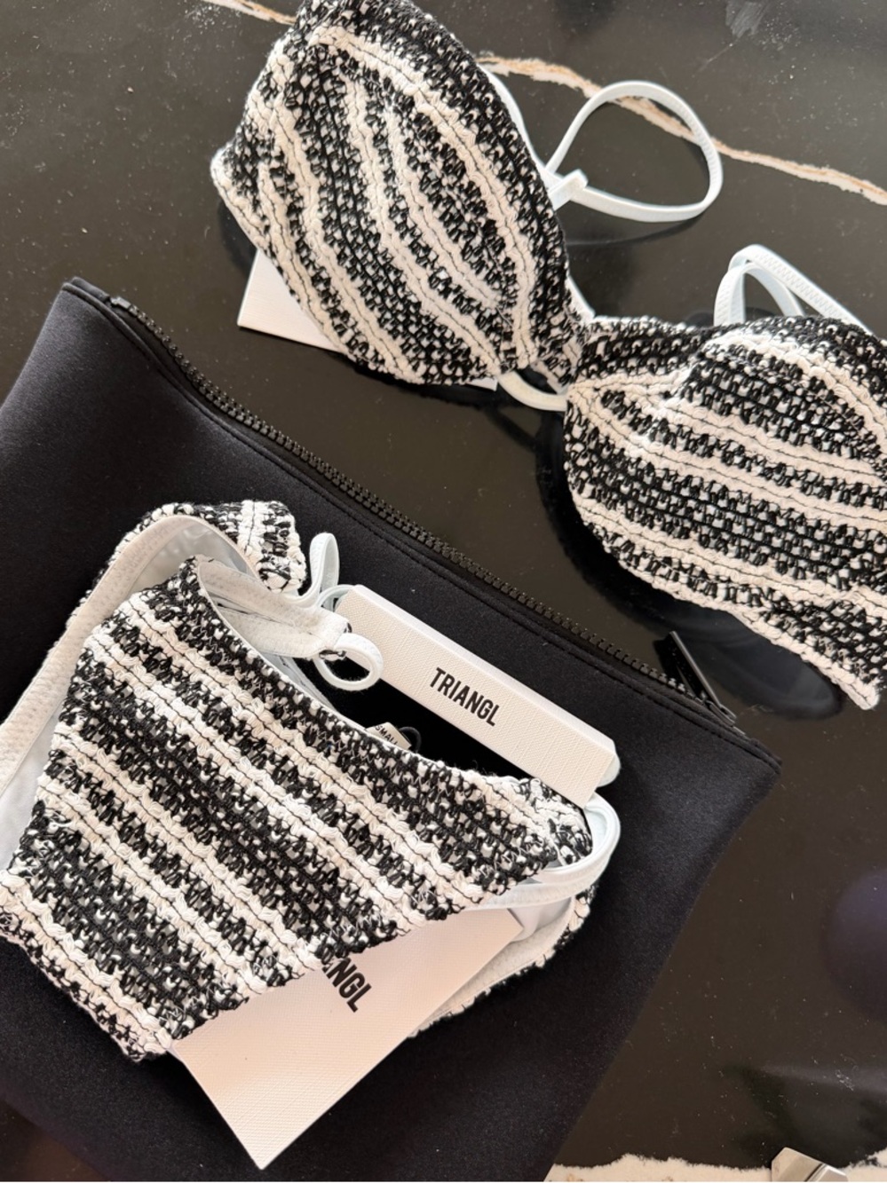 NWTGS triangl trendy swimwear Black & White 2016 set with dust bag